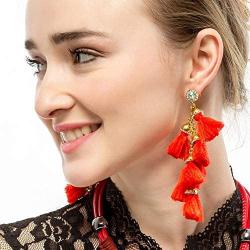 Colorful Layered Tassel Earrings for Women Bohemian Drop Dangle Earrings Tassel Fringe for Ladies Daily Wear Wedding Christmas Gifts