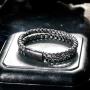 murtoo Mens Bracelet leather and Steel, Stainless Steel Chain and Leather Bracelets for Men