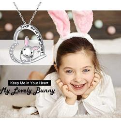 Easter Gifts Jewelry Bunny Necklace Silver with Message Keep Me in Your Heart, Best gifts for Rabbit Lovers Wedding Gift