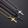 Ursteel Cross Necklace for Men, Stainless Steel Silver Black Gold Layered Rope Chain Cross Pendant Necklace Simple Jewelry Gifts Chain Necklace for Men, 16-26 Inches Box Chain