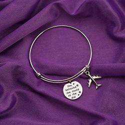 BAUNA Flight Attendant Gift Pilot Gift She Believed She Could So She Did Inspirational Bracelets Aviation Jewelry Graduation Gift for Flight School Student