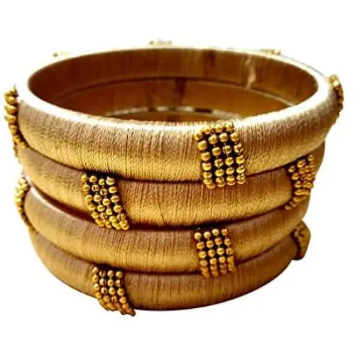 GOELX Festive Offer: Handcrafted Designer Silk Thread Bangles for Women 4 PC Set in