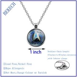 BEKECH Star Trek Necklace Glass Time Gem Star Trek Pendant Necklace Movie Inspired Jewelry Gift for Star Trek Fans Star Trek Necklace for Fans