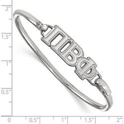 Solid 925 Sterling Silver Pi Beta Phi Small Hook and Clasp Bangle Bracelet