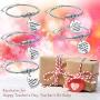 Zhanmai 5 Pieces Teacher Bracelet Jewelry Gift Adjustable Bracelets Engraved Message Metal Bracelet Bangle Gift for Women Teacher (Style C)