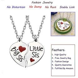 Sister Pendant Necklaces Big Little Sister Family Gifts Jewelry Set Stainless Steel Pack Of 2pcs