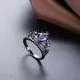WANGYUSHENG Womens Black Gold Plated Purple Amethyst Cubic Zirconia CZ Princess Crown Tiara Ring Wedding Band WANGYUSHENG Womens Black Gold Plated Purple Amethyst Cubic Zirconia CZ Princess Crown Tiara Ring Wedding Band