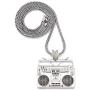 GWOOD Boom Box Silver Color Pendant with 36 Inch Long Franco Necklace Cassette