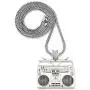 GWOOD Boom Box Silver Color Pendant with 36 Inch Long Franco Necklace Cassette GWOOD Boom Box Silver Color Pendant with 36 Inch Long Franco Necklace Cassette