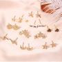 fxmimior Fashion Women Earrings Sequins Plated Vintage Gold Bohemian Stub Chain Drop Dangle Earrings Jewelry for Women