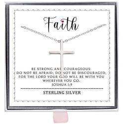 ALoveSoul Minimalist Cross Necklace - Simple Dainty Faith Sterling Silver Pendant Jewelry Gifts for Women Girls