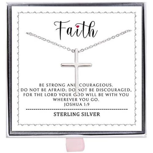 ALoveSoul Minimalist Cross Necklace - Simple Dainty Faith Sterling Silver Pendant Jewelry Gifts for Women Girls