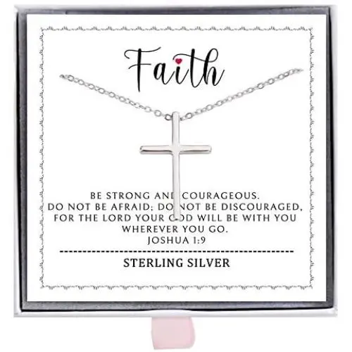 ALoveSoul Minimalist Cross Necklace - Simple Dainty Faith Sterling Silver Pendant Jewelry Gifts for Women Girls