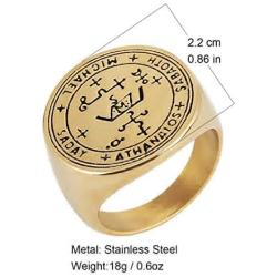 HZMAN Stainless Steel Sigil of Guardian Archangel Michael Talisman Ring