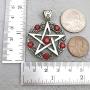 Wicca Jewelry Celtic Pentagram Pentacle Star Red Blood Crystal Gem Wiccan Pagan Witch Magic Healing Protection Amulet Pewter Mens Womens Pendant Necklace Charm for Men Women Silver Ball Chain