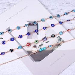 Thunaraz 4 Pieces Dainty Evil Eye Necklace for Women Lucky Evil Eye Protection Necklace Cute Minimalist Choker Necklace Jewelry Set Gift