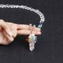 JOVIVI Natural Amethyst Rose Quartz Chakras Gemstone Healing Crystals Necklace Wire Wrapped Irregular Raw Clear Quartz Tree of Life Pendant Healing Pointed Reiki Energy Balancing