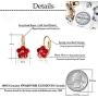 Swarovski Crystal Flower Leverback Drop Earrings for Women 14K Rose Gold Plated Hypoallergenic Jewelry