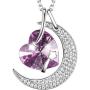 Sterling Silver Jewelry March April Birthstone Aquamarine Necklace for Her Birthday Gift Wife Mom I Love You to the Moon and Back Jewelry Simulated Diamond Amethyst Garnet Necklace