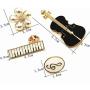 CAROMAY 4 PC Piano Lapel Pins Set Enamel Pins Cute Guitar Note Flower Brooches for Men Women Music Lover Jacket