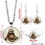 BELUCKIN Silver Sloth Jewelry Set Cute Animal Sloth Pendant Necklace Bracelet Earrings Dangle Set for Women Girls