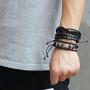 Jstyle 12Pcs Braided Leather Bracelet for Men Women Cuff Wrap Bracelet Wristbands Adjustable