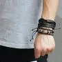 Jstyle 12Pcs Braided Leather Bracelet for Men Women Cuff Wrap Bracelet Wristbands Adjustable