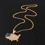 Nsitbbuery Hip Hop 18K Gold Plated Stainless Steel American Flag Map Tag Pendant Ice Out Crystal Chain Necklace