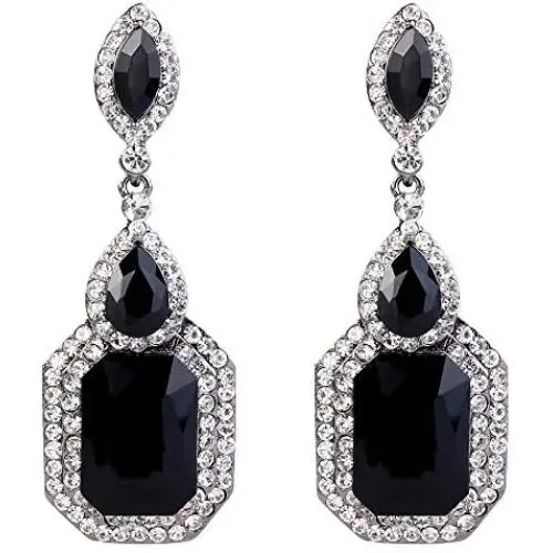 BriLove Womens Wedding Bridal Crystal Emerald Cut Infinity Figure 8 Chandelier Dangle Earrings BriLove Womens Wedding Bridal Crystal Emerald Cut Infinity Figure 8 Chandelier Dangle Earrings
