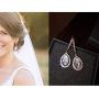 SWEETV Teardrop Wedding Earrings for Brides, Bridesmaids, Cubic Zirconia Dangle Earrings for Prom, Party, Formal Occasion