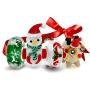 4 Murano Glass Christmas Set Reindeer Candy Cane Snowman Snowflake Charm Bead For Teen For Women 925 Sterling Silver