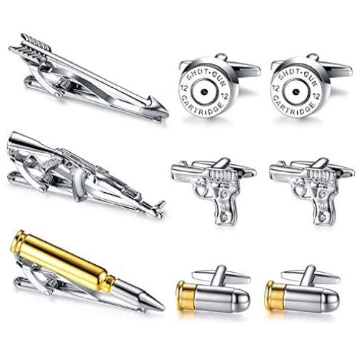 BodyJ4You 9PC Cufflinks Tie Clip Set Button Shirt Business Men Steel Jewelry Gift Box