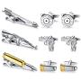 BodyJ4You 9PC Cufflinks Tie Clip Set Button Shirt Business Men Steel Jewelry Gift Box