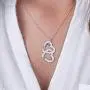 MyNameNecklace Personalized Engraved 2 Hearts Necklace-Couple Pendant Made with Swarovski Crystals- Valentines Jewelry Gift