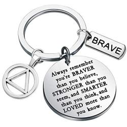 WSNANG Sobriety Gift Addiction Recovery Gift Always Remember You are Braver Stronger Smarter Than You Think Keychain Alcoholics Anonymous Gift New Beginnings Gift