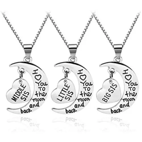 omodofo Family Jewelry Gift Big Middle Sister Little Sis Set of 3 Sisters Pendant Necklace for Sisters omodofo Family Jewelry Gift Big Middle Sister Little Sis Set of 3 Sisters Pendant Necklace for Sisters