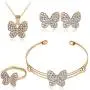 Dcfywl731 Exquisite Gold Crystal Queen Princess Crown Necklace Earring Bangle Ring Jewelry Set for Girls