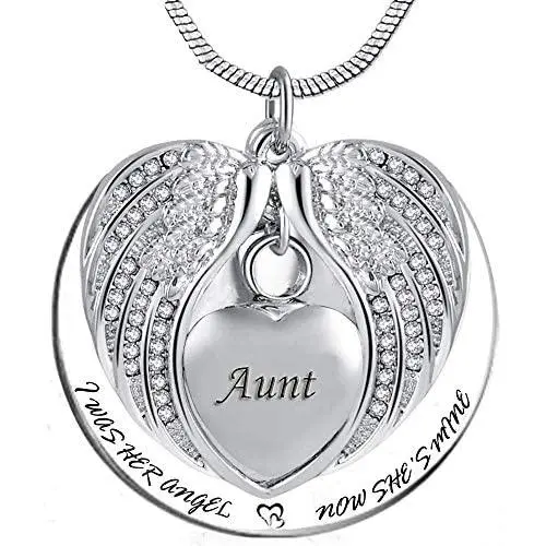 PREKIAR Angel Wing Urn Necklace for Ashes, Heart Cremation Memorial Keepsake Pendant Necklace Jewelry with Fill Kit and Gift Box PREKIAR Angel Wing Urn Necklace for Ashes, Heart Cremation Memorial Keepsake Pendant Necklace Jewelry with Fill Kit and Gift Box