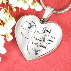 Hummingbird God Has You In Arms I Have You In My Heart Luxury Necklace Necklace Jewellery Gifts Circle - Perfect Happy Gift