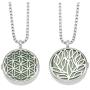 Nupuyai Alloy Flower of Life Mandala 28mm Round Stone Pendant Necklace 19 inches