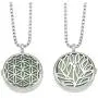 Nupuyai Alloy Flower of Life Mandala 28mm Round Stone Pendant Necklace 19 inches