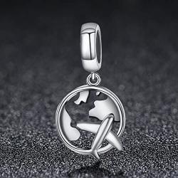 BAMOER 925 Sterling Silver Feathers Angel Wing Heart Shape Charm Bead Fit Bracelet Necklace