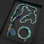 maytry Irregular Agate Chip Pendant Turquoise Necklace, Necklace, Bracelet 2 Piece Set of The Same Color maytry Irregular Agate Chip Pendant Turquoise Necklace, Necklace, Bracelet 2 Piece Set of The Same Color