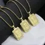 Joycuff Gold Square Initial Necklaces for Women Men Teen Girls Boys Husband Dad Mom Daughter Personalized Name 26 Alphabets Stainless Steel Box Chain Vintage Medallion Pendant Necklace