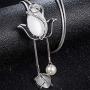 HSQYJ Crystal Flower Pendant Necklace Pretty Pearl Adjustable Long Sweater Necklace Fashion Jewelry for Women Girls