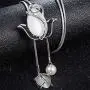 HSQYJ Crystal Flower Pendant Necklace Pretty Pearl Adjustable Long Sweater Necklace Fashion Jewelry for Women Girls HSQYJ Crystal Flower Pendant Necklace Pretty Pearl Adjustable Long Sweater Necklace Fashion Jewelry for Women Girls