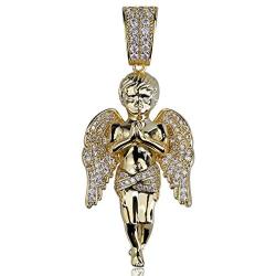 KOSMOLING Fashion Jewelry Gifts Full Pave Bling Cubic Zirconia Angel Pendant 18K Real Gold Plated Iced Out Necklaces Hip Hop