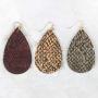 Bohemian Delicate Lightweight Cork Geometric Earrings - Leopard Animal Print Teardrop, Marquise, Rhombus, Leaf Drop Dangles