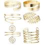 Finrezio 6 PCS Upper Arm Cuff Bracelet for Women Bangle Bracelet Open Armlet Leaf Armband Jewelry Set Adjustable