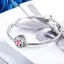 CKK Charm Classic Flower Charm S925 Sterling Silver Bead Compatible with Pandora Bracelet Women DIY Jewelry (Gradient Pink)